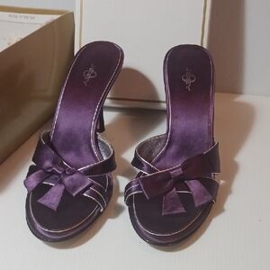 Joey O Alessandra Purple Satin 4" Heeled Sandals Size 7.5 New In Box